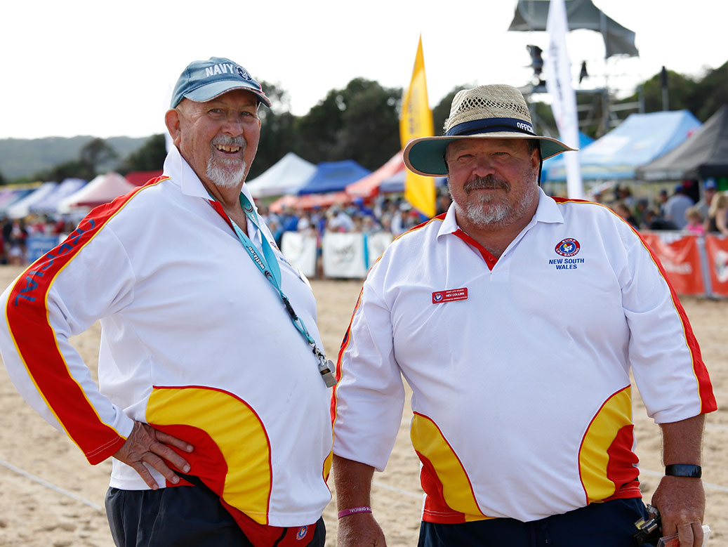 Officials on the beach