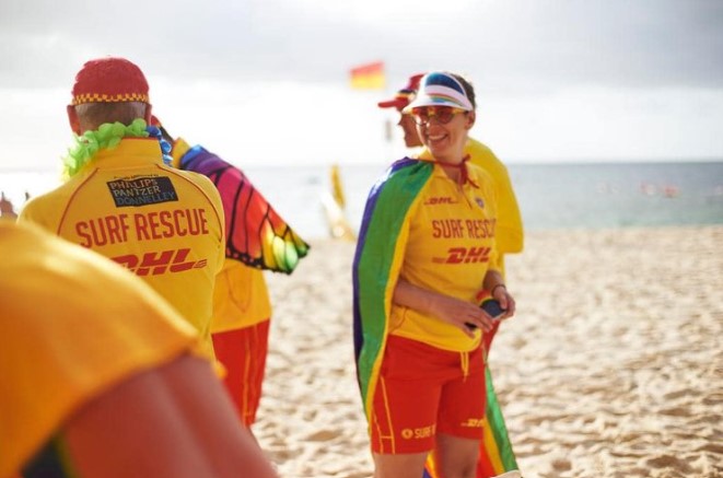 Lifesavers participating in Rainbow Beaches event